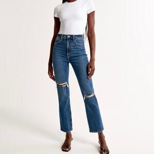 ABERCROMBIE The Ankle Straight Ultra High Rise Jeans Distressed 32